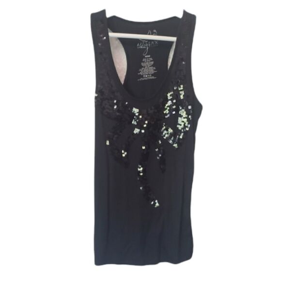 Black bow sequin embellished racerback tank - Picture 1 of 4